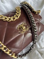 Burgundy Goatskin Quilted 19 Flap Medium/Large Mixed Hardware - Image 4