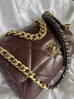Burgundy Goatskin Quilted 19 Flap Medium/Large Mixed Hardware - Image 6