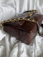 Burgundy Goatskin Quilted 19 Flap Medium/Large Mixed Hardware - Image 5