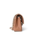 22S Caramel Lambskin Quilted Classic Flap Small Light Gold Hardware - Image 5
