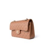 22S Caramel Lambskin Quilted Classic Flap Small Light Gold Hardware - Image 6