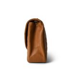 Vintage Caramel Lambskin Quilted Half Moon Flap Gold Hardware - Image 6