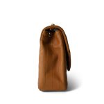 Vintage Caramel Lambskin Quilted Half Moon Flap Gold Hardware - Image 10