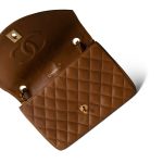 Vintage Caramel Lambskin Quilted Half Moon Flap Gold Hardware - Image 4
