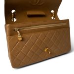 Vintage Caramel Quilted Single Flap Medium Gold Hardware - Image 9