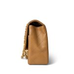 Vintage Caramel Quilted Single Flap Medium Gold Hardware - Image 4