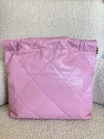 Chanel 22 Pink Shiny Calfskin Quilted Drawstring Bag Small GHW - Image 4