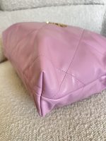Chanel 22 Pink Shiny Calfskin Quilted Drawstring Bag Small GHW - Image 9