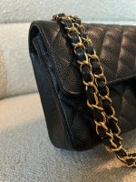 Chanel Black Caviar Quilted Classic Double Flap Medium Gold Hardware - Image 2