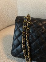 Chanel Black Caviar Quilted Classic Double Flap Medium Gold Hardware - Image 5
