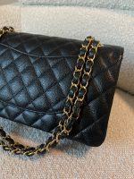 Chanel Black Caviar Quilted Classic Double Flap Medium Gold Hardware - Image 6