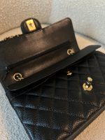 Chanel Black Caviar Quilted Classic Double Flap Medium Gold Hardware - Image 7