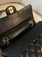 Chanel Black Caviar Quilted Classic Double Flap Medium Gold Hardware - Image 8
