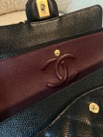 Chanel Black Caviar Quilted Classic Double Flap Medium Gold Hardware - Image 9