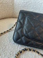 Chanel Black Caviar Quilted Wallet On Chain GHW (WOC) - Image 7