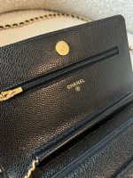 Chanel Black Caviar Quilted Wallet On Chain GHW (WOC) - Image 9