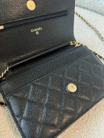 Chanel Black Caviar Quilted Wallet On Chain GHW (WOC) - Image 10