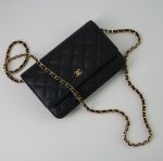 Chanel Black Caviar Quilted Wallet On Chain GHW (WOC) - Image 13