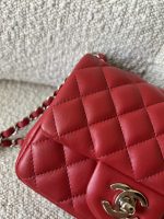 Chanel Red Mini Square Lambskin Quilted Flap SHW - Image 4