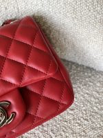 Chanel Red Mini Square Lambskin Quilted Flap SHW - Image 5