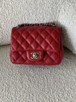 Chanel Red Mini Square Lambskin Quilted Flap SHW - Image 8