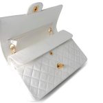 Chanel Vintage White Lambskin Quilted Classic Flap Medium GHW - Image 7