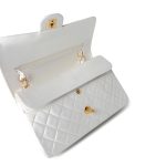 Chanel Vintage White Lambskin Quilted Classic Flap Medium GHW - Image 13
