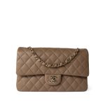22A Dark Beige Caviar Quilted Classic Flap Medium Light Gold Hardware - Image 2