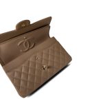 22A Dark Beige Caviar Quilted Classic Flap Medium Light Gold Hardware - Image 6