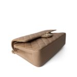 22A Dark Beige Caviar Quilted Classic Flap Medium Light Gold Hardware - Image 8