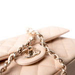 22c Beige Caviar Quilted Classic Flap Medium Light Gold Hardware - Image 14