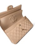 Beige / Tan Caviar Quilted Classic Flap Medium Light Gold Hardware - Image 10