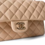 Beige / Tan Caviar Quilted Classic Flap Medium Light Gold Hardware - Image 2