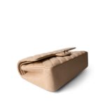 Beige / Tan Caviar Quilted Classic Flap Medium Light Gold Hardware - Image 12