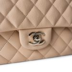Beige / Tan Caviar Quilted Classic Flap Medium Light Gold Hardware - Image 9