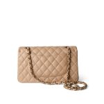 Beige / Tan Caviar Quilted Classic Flap Medium Light Gold Hardware - Image 7