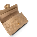 Dark Beige Lambskin Quilted Vintage Classic Flap Gold Hardware - Image 3