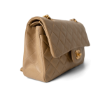 Dark Beige Lambskin Quilted Vintage Classic Flap Gold Hardware - Image 14