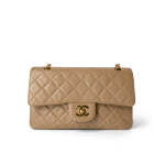 Dark Beige Lambskin Quilted Vintage Classic Flap Gold Hardware - Image 12
