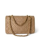 Dark Beige Lambskin Quilted Vintage Classic Flap Gold Hardware - Image 13