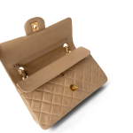 Dark Beige Lambskin Quilted Vintage Classic Flap Gold Hardware - Image 7