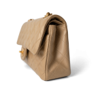 Dark Beige Lambskin Quilted Vintage Classic Flap Gold Hardware - Image 4