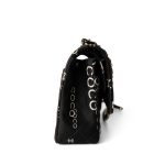 Black Canvas Quilted COCO Medium Classic Flap Light Gold Hardware - Image 8