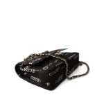 Black Canvas Quilted COCO Medium Classic Flap Light Gold Hardware - Image 6