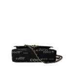 Black Canvas Quilted COCO Medium Classic Flap Light Gold Hardware - Image 7