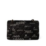 Black Canvas Quilted COCO Medium Classic Flap Light Gold Hardware - Image 9