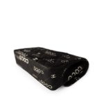 Black Canvas Quilted COCO Medium Classic Flap Light Gold Hardware - Image 10