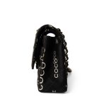 Black Canvas Quilted COCO Medium Classic Flap Light Gold Hardware - Image 4