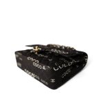 Black Canvas Quilted COCO Medium Classic Flap Light Gold Hardware - Image 5