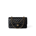 Black Caviar Quilted Classic Flap Medium Gold Hardware